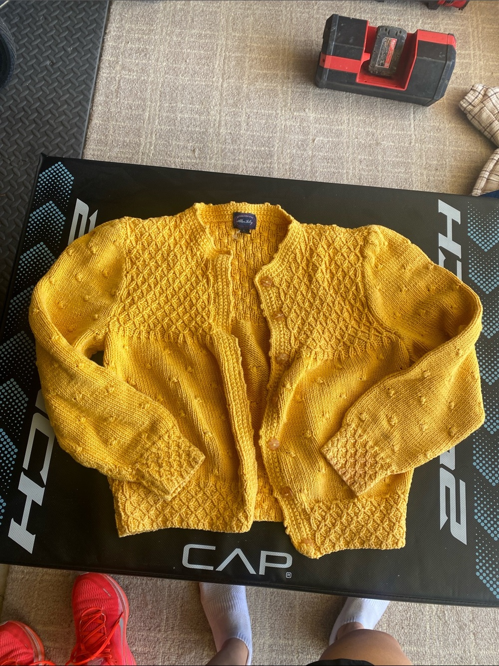 Allen Solly Mustard Yellow Textured Knit Cardigan